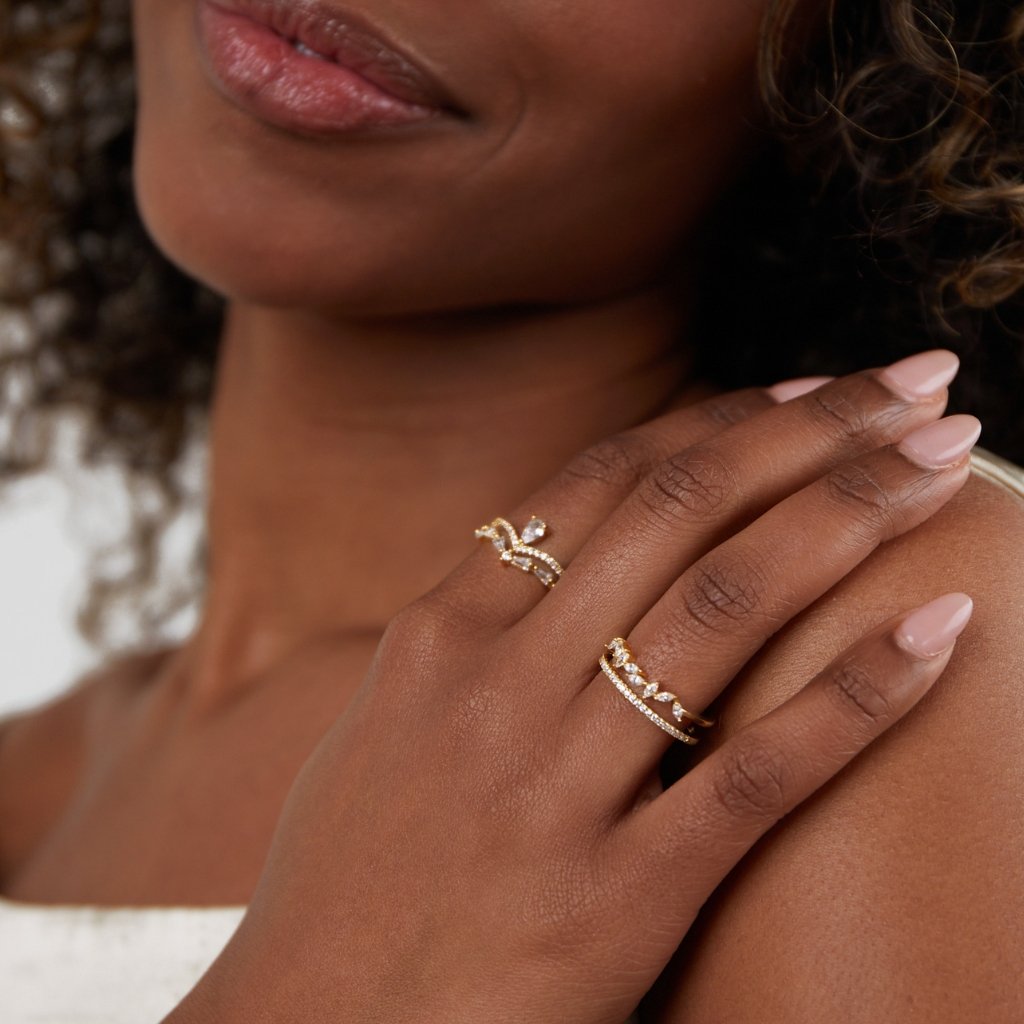 Bague Élégante en Cristal Plaqué Or 2