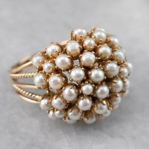 Bague Femme Élégante avec Perles Incrustées 0
