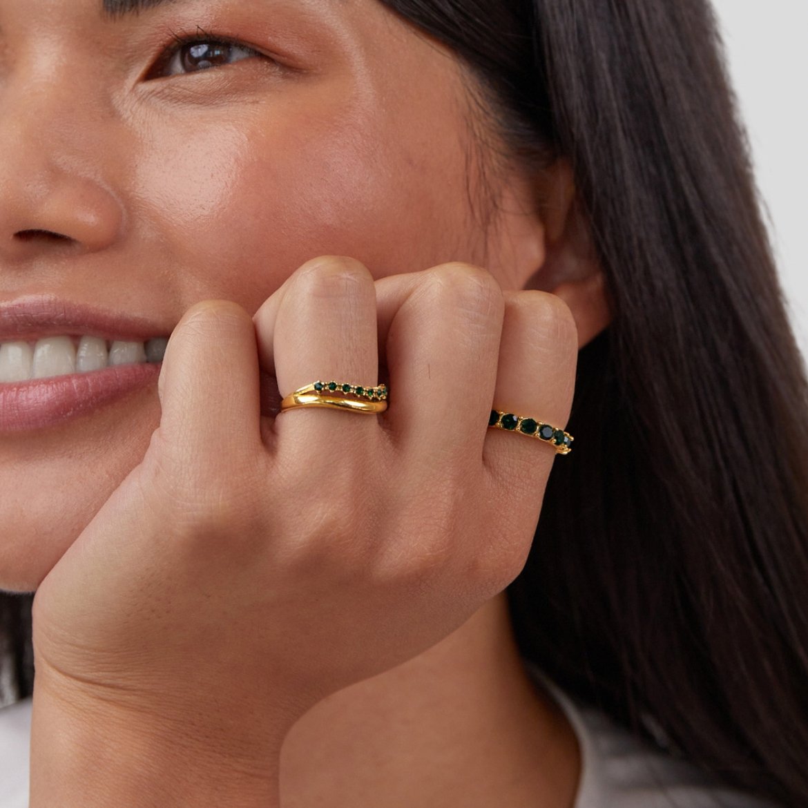 Bague Superposée Émeraude Élégante 3