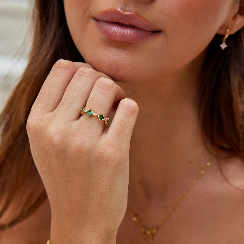 Bague Trèfle en Cristal Éclatant 6