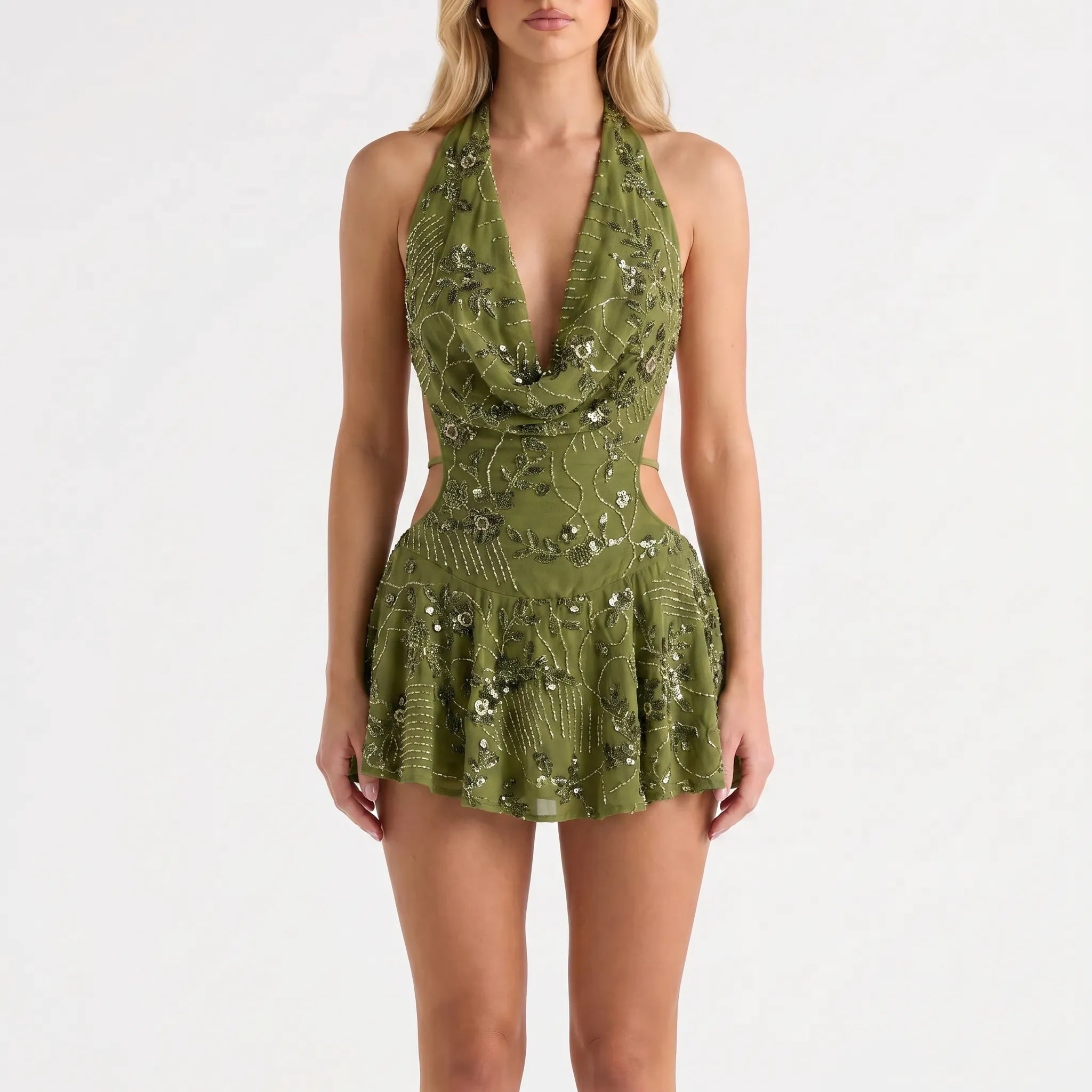 Elisa | Ärmelloses Neckholder-Minikleid Mit A-Linie