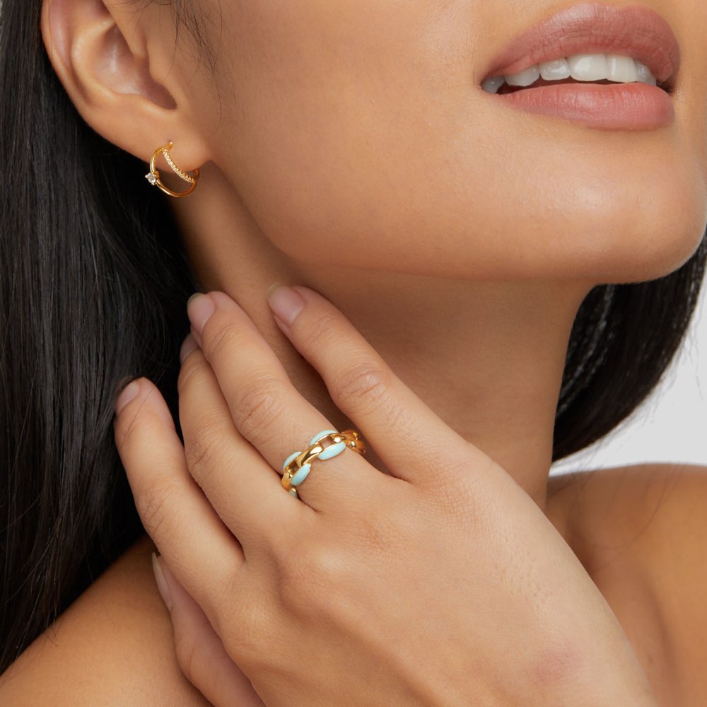 Kettenring en Acier Inoxydable Plaqué Or 1