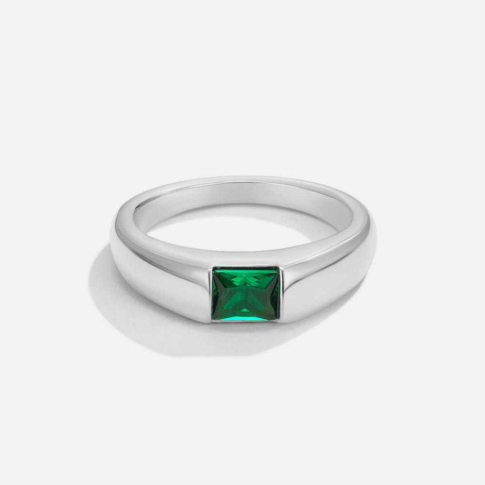 Ember – Bague émeraude argentée