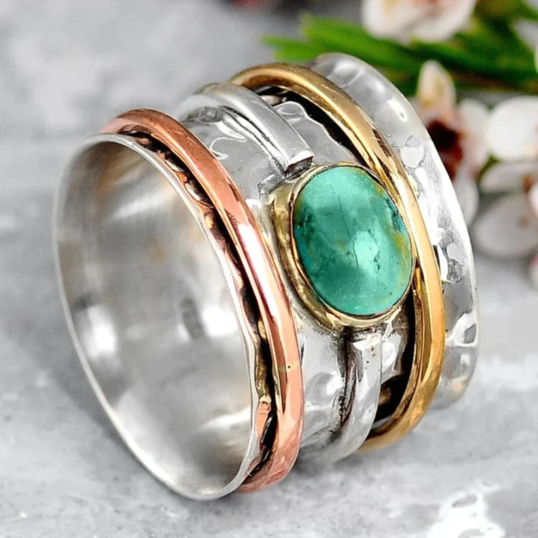 Bague Femme Vintage Or Argent Turquoise 0