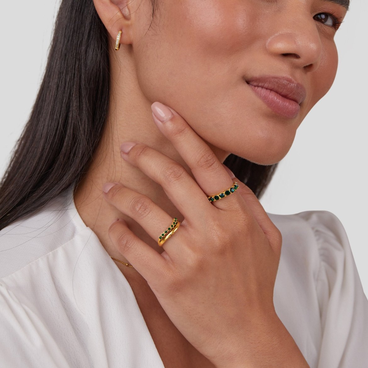 Bague Superposée Émeraude Élégante 5