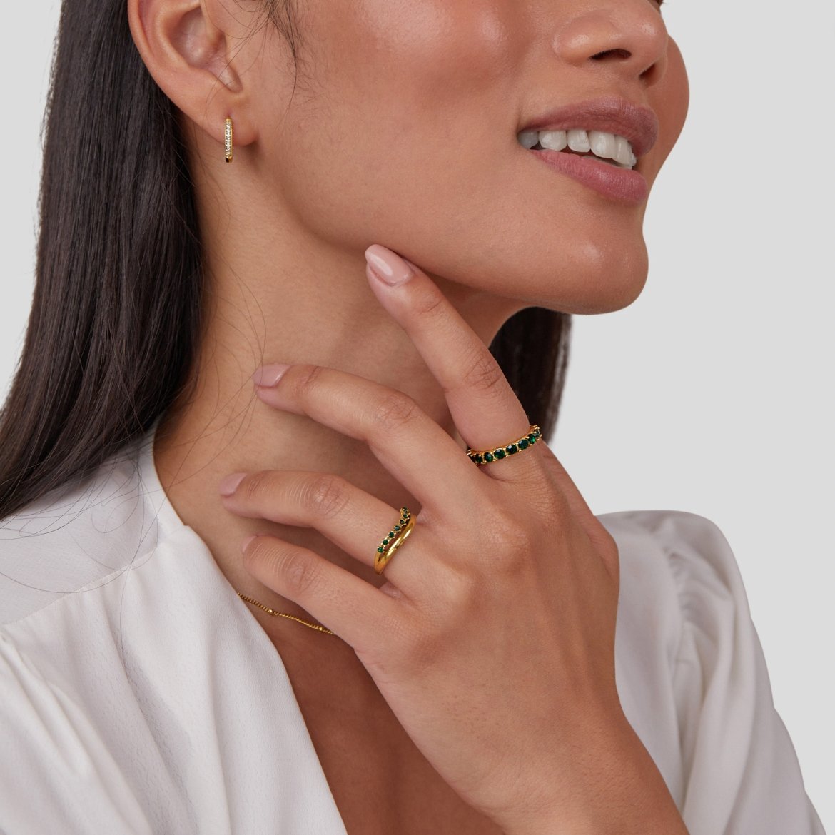 Bague Superposée Émeraude Élégante 7