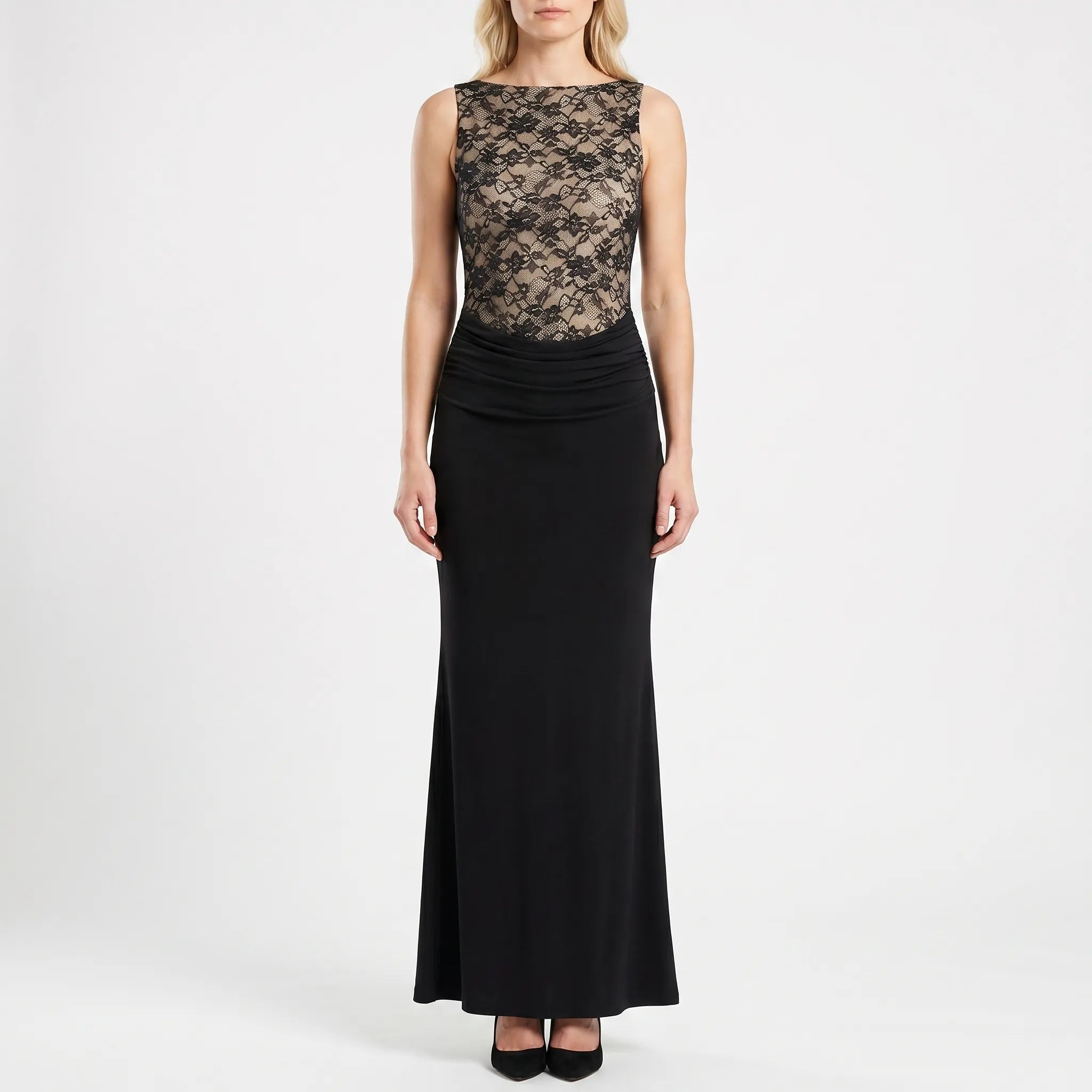 Christine  | Ärmelloses Maxi-Abendkleid Mit Spitze