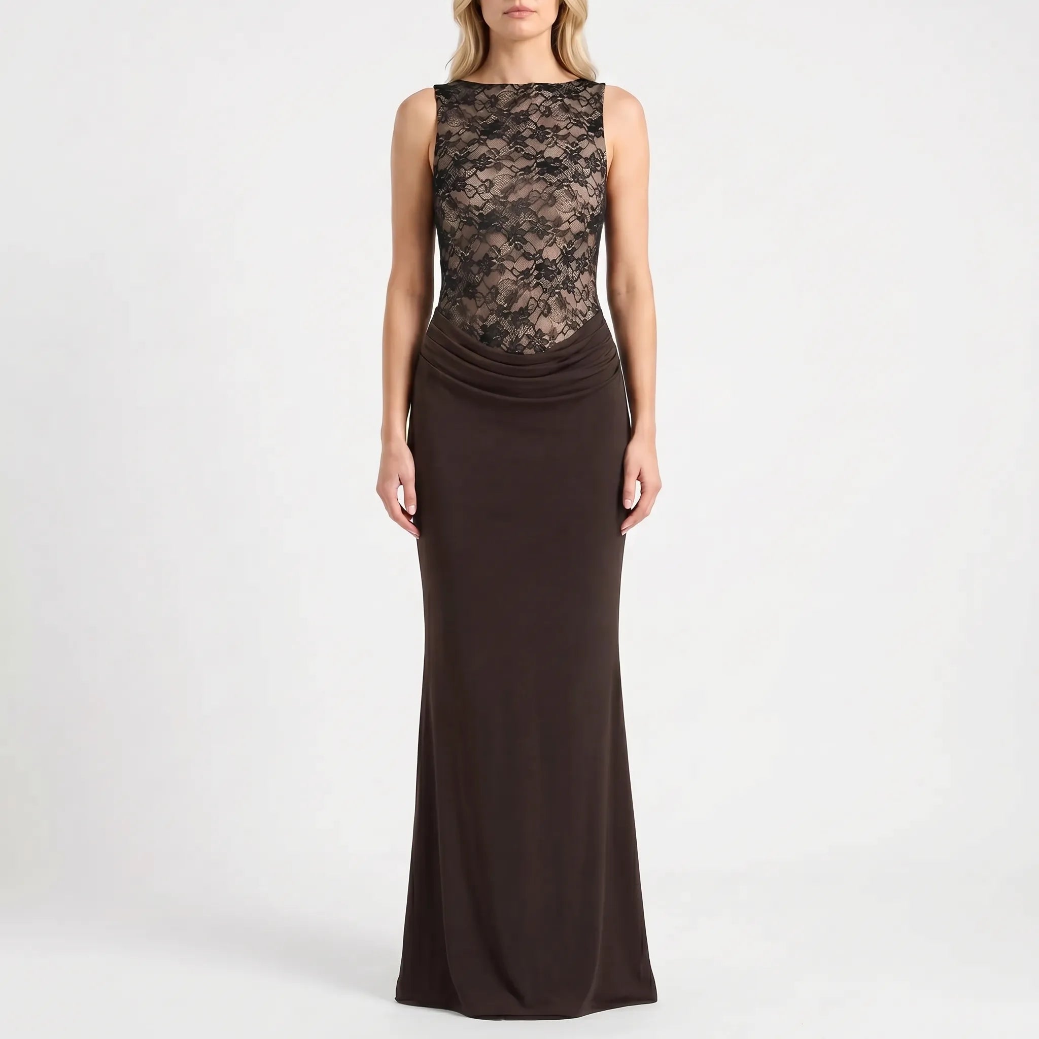 Christine  | Ärmelloses Maxi-Abendkleid Mit Spitze