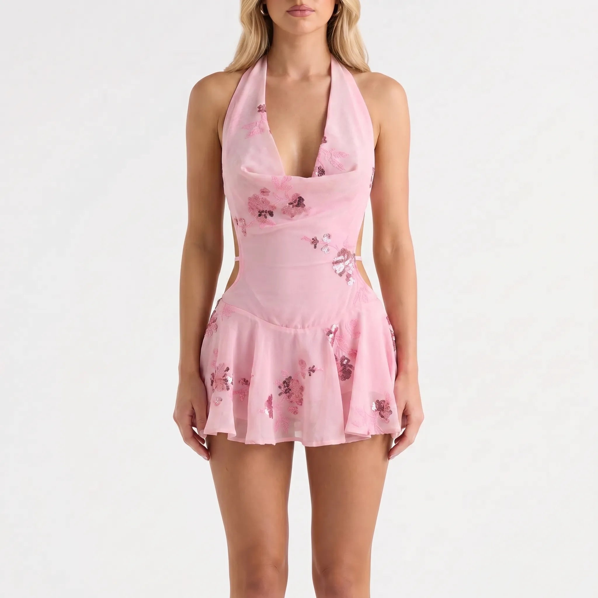 Elisa  | Ärmelloses Neckholder-Minikleid Mit A-Linie