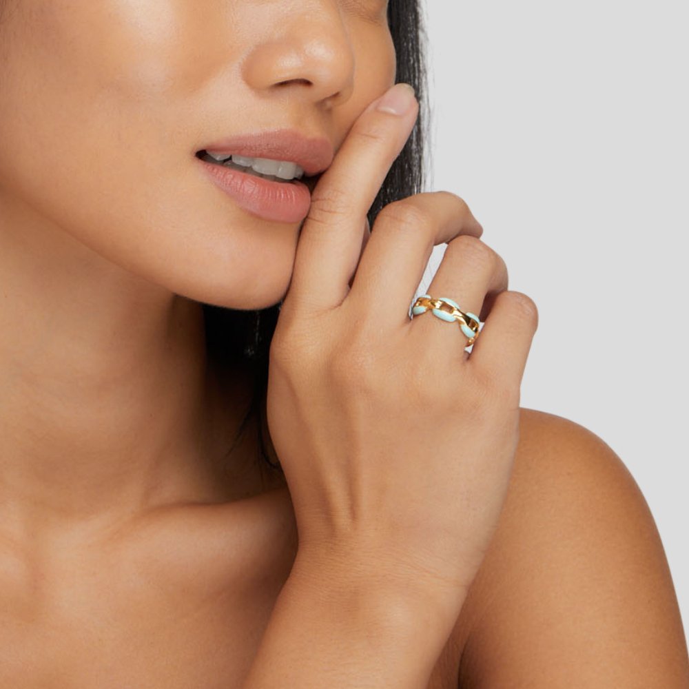 Kettenring en Acier Inoxydable Plaqué Or 2